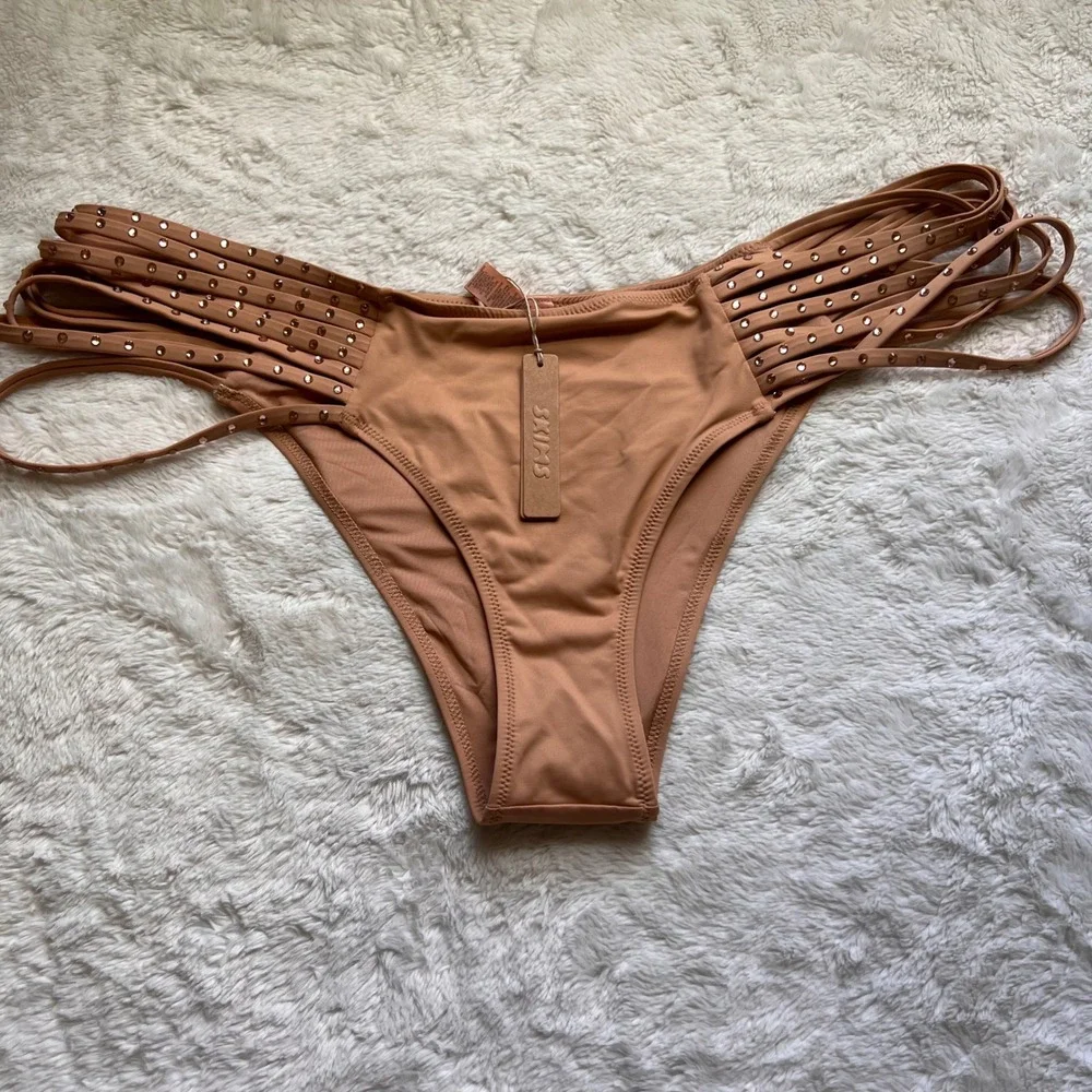 SKIMS Womens Rhinestone Strappy Bikini Bottom Ochre BB-CKY-3185 Size 3X NWT
